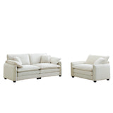 Modern Corduroy Loveseat and Chair - Beige - Furniture Home Direct