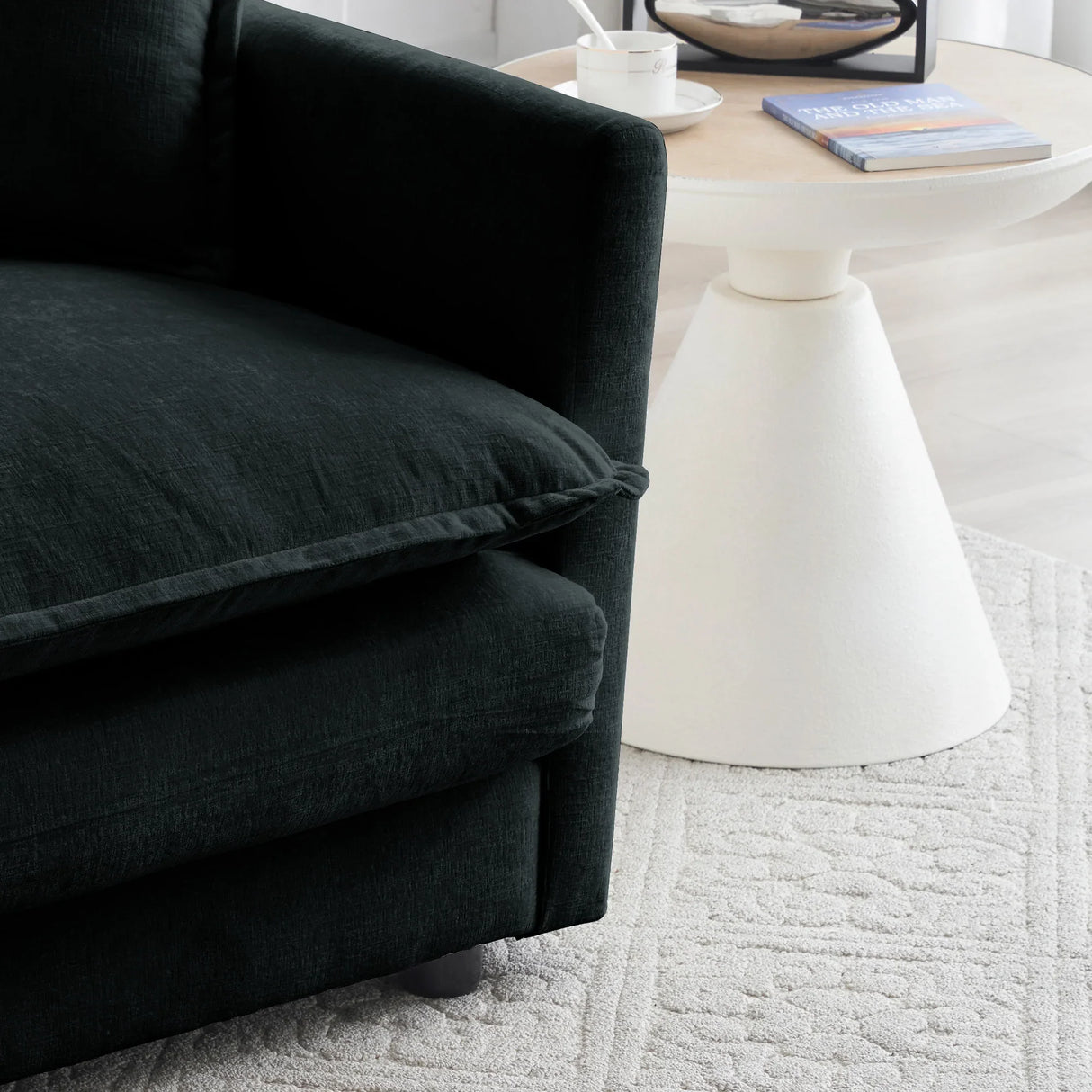 Modern Chenille 3 Piece Living Room Set - Black - Furniture Home Direct