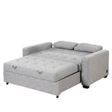 66.5" Upholstered Loveseat With Pull Out Bed, Two Throw Pillows, Dual USB Charging Port and Adjustable Backrest - Light Gray - Furniture Home Direct