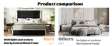 King Platform Bed With Upholstered Headboard Dark Gray - Furniture Home Direct