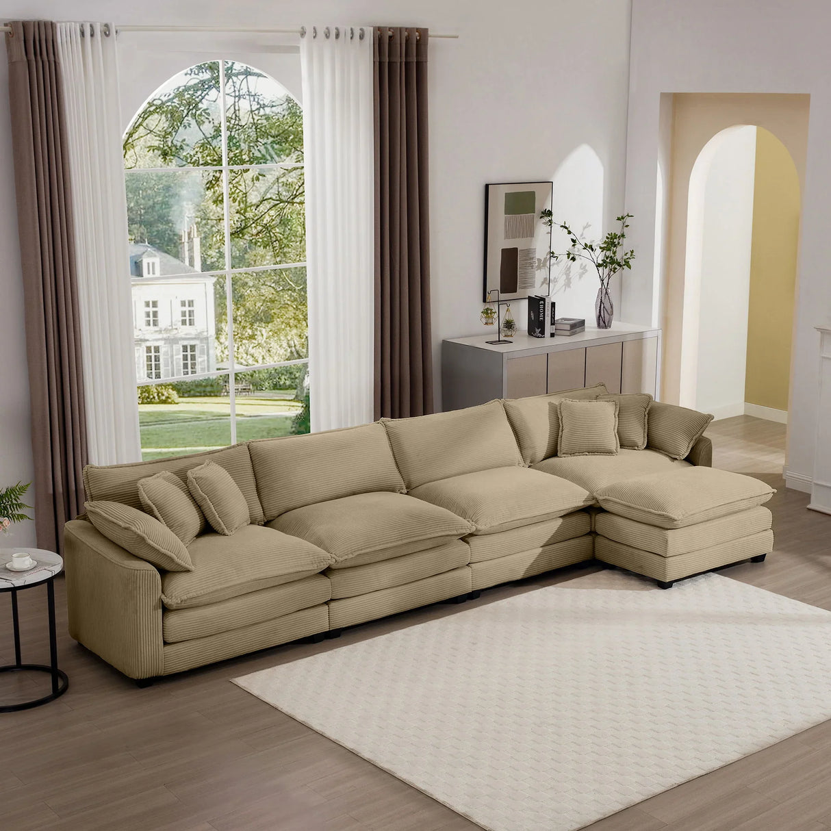 Modern Oversized Modular Cushion Sofa With Ottoman, Low Back, Deep Seating Sofa Set - Furniture Home Direct