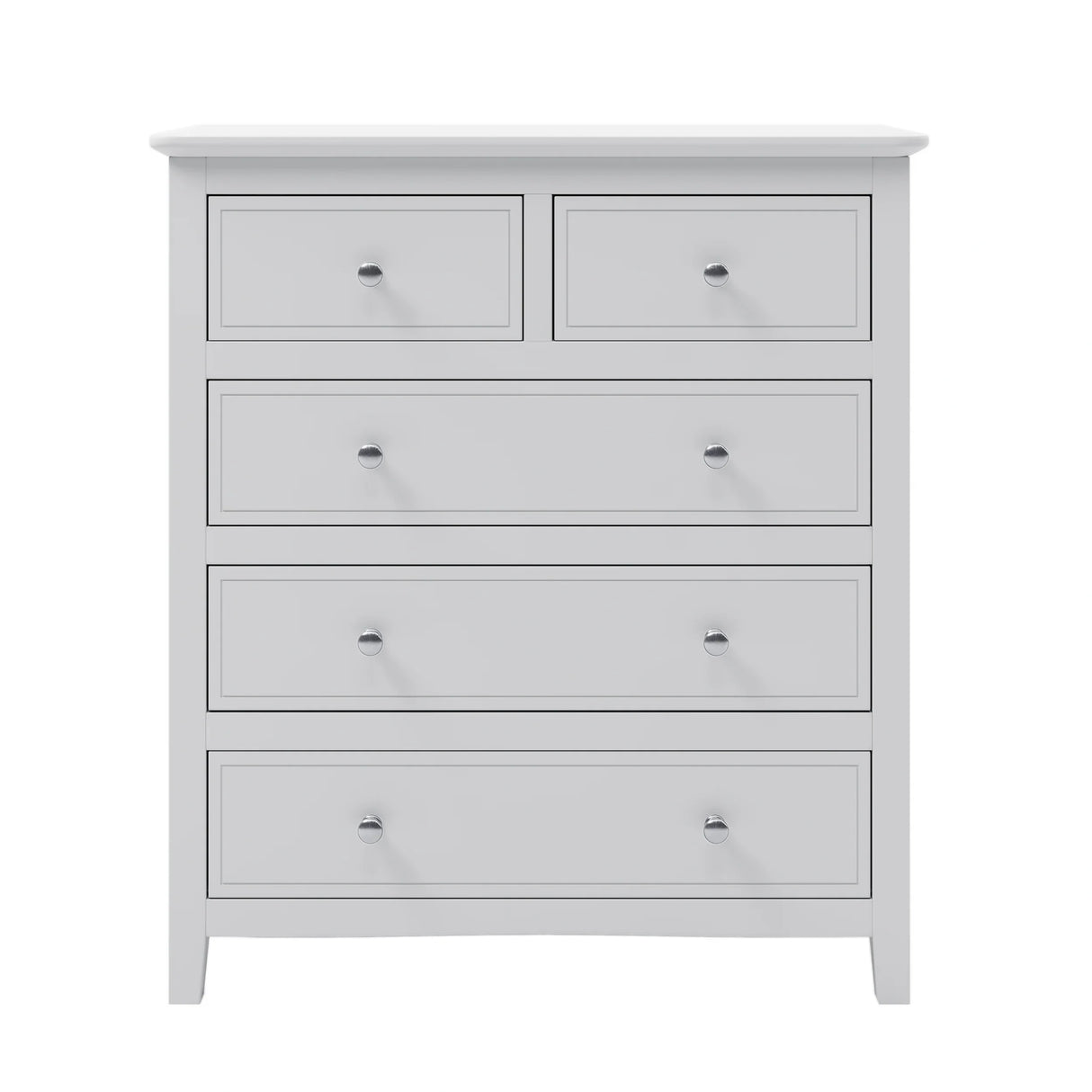 White Solid Wood 5 Piece Queen Bedroom Set(bed, 2 nightstands,chest,dresser) - Furniture Home Direct