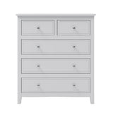 White Solid Wood 5 Piece Queen Bedroom Set(bed, 2 nightstands,chest,dresser) - Furniture Home Direct