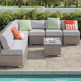 Wicker Sectional Sofa With Cushions And Table - Furniture Home Direct