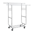 Heavy Duty Double Clothing Garment Rack With Shelves - Silver - Furniture Home Direct