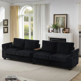 Modern 4 Seater Corduroy Sofa Couch With USB Ports And Hidden Storage - Furniture Home Direct