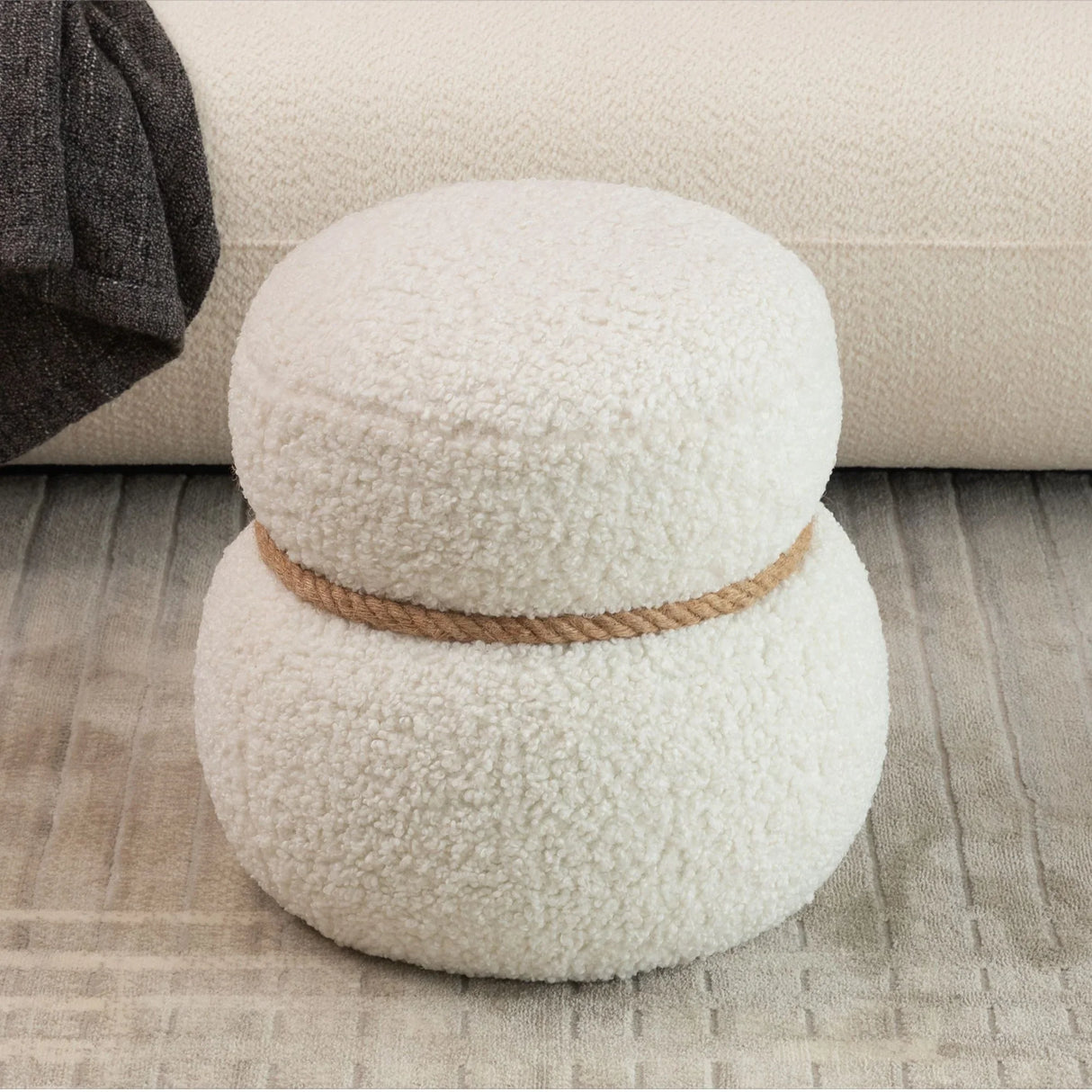 Snowman Stool With Cushion And Solid Wood Frame - Furniture Home Direct