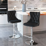 Swivel Velvet Barstools Adjusatble Seat Height From 25-33", Modern Upholstered Chrome Base Bar Stools With Backs Comfortable Tufted For Home Pub And Kitchen Island (Set of 2) - Furniture Home Direct