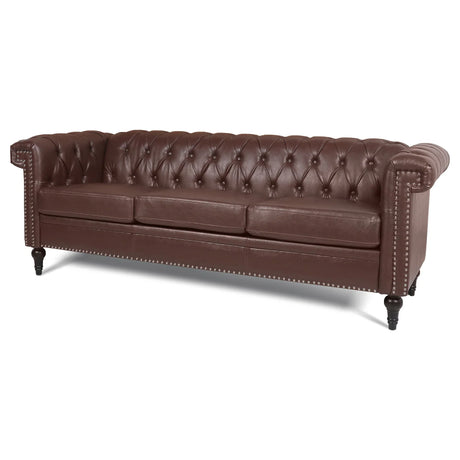Traditional Square Arm Removable Cushion 3 Seater Sofa - Furniture Home Direct