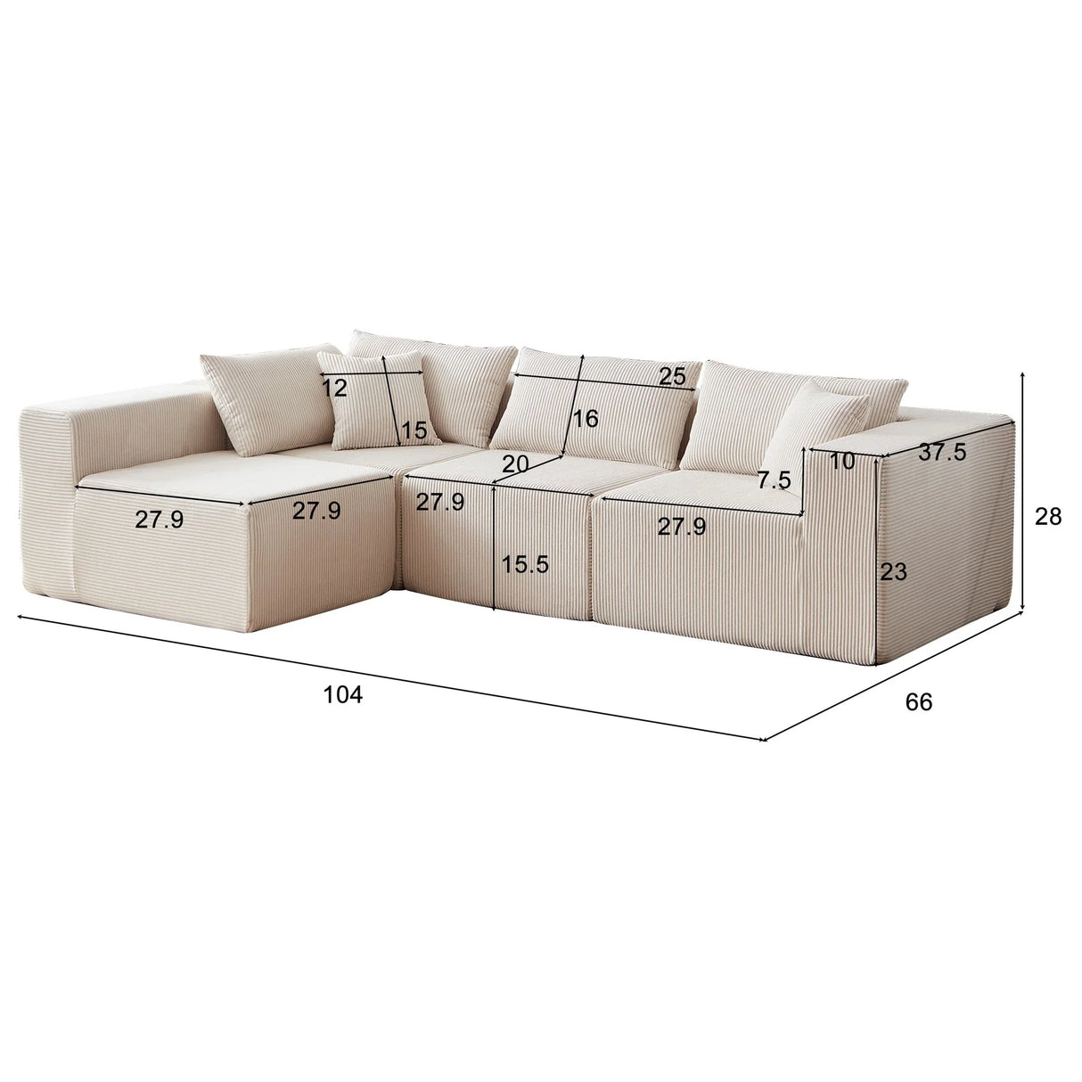 Modular L Shaped Sectional Compressed Sofa, Free Combination - Furniture Home Direct