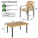 7 Piece Outdoor Dining Set With Wicker Chairs and Oatmeal Cushions - Furniture Home Direct