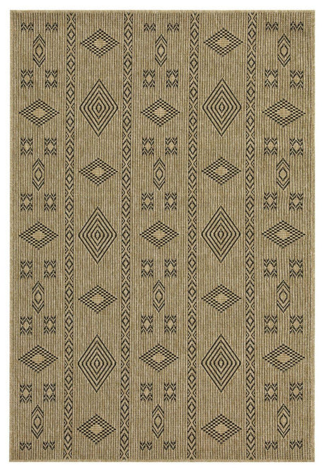 Earth - 5'3" X 7'3" Indoor, Outdoor Area Rug Polypropylene - Jute / Black - Furniture Home Direct
