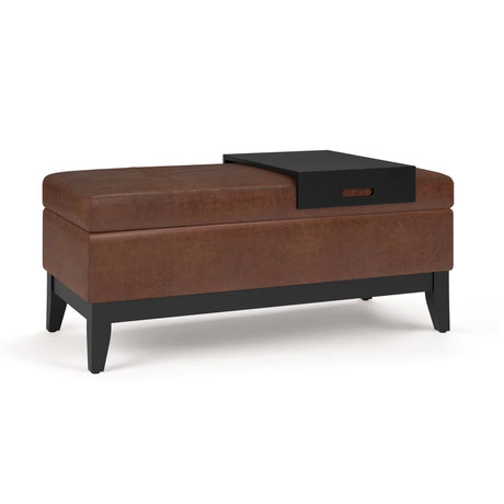 Oregon - Contemporary Storage Ottoman Bench With Tray - Furniture Home Direct