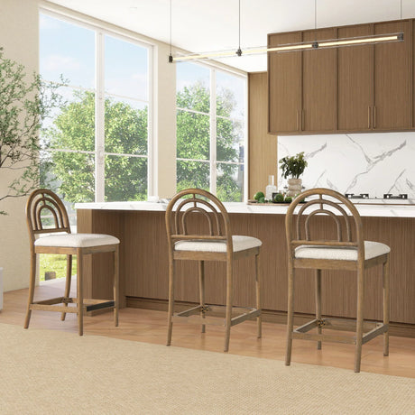 Leon - Arched Back & Upholstered Counter Stool (Set of 2) - Ivory White - Furniture Home Direct