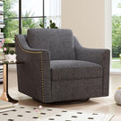 360 Degree Swivel Armchair, Skin Friendly Fabric, Ergonomic Design, Brass Nail Decorative Armchair - Furniture Home Direct