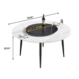 Modern Artificial Stone Round Dining Table, Can Accommodate 6 People Artificial Stone Turntable - Furniture Home Direct