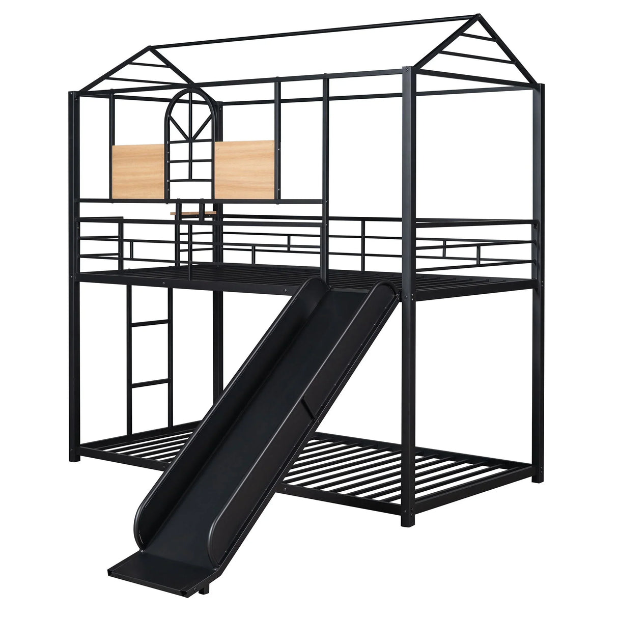 Metal Bunk Bed, Metal Housebed With Slide - Furniture Home Direct