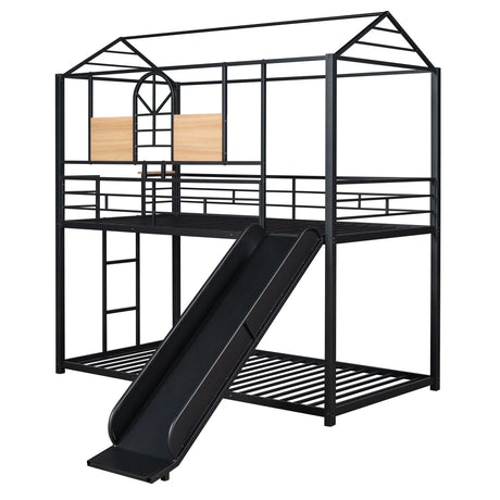 Metal Bunk Bed, Metal Housebed With Slide - Furniture Home Direct