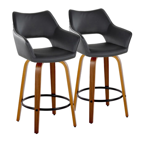 Mustang - Contemporary Fixed Height Counter Stool With Swivel With Round Footrest (Set of 2) - Furniture Home Direct