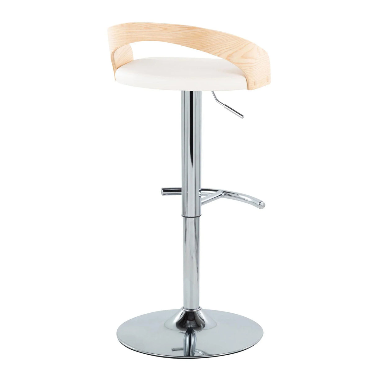 Grotto - Contemporary Adjustable Barstool, Swivel With Rounded T Footrest (Set of 2) - Furniture Home Direct