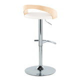 Grotto - Contemporary Adjustable Barstool, Swivel With Rounded T Footrest (Set of 2) - Furniture Home Direct