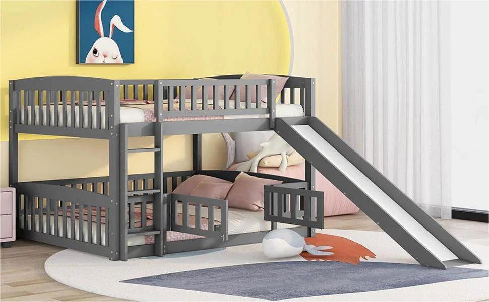 Low Bunk Bed With Slide, Fence And Ladder - Furniture Home Direct