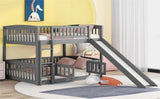 Low Bunk Bed With Slide, Fence And Ladder - Furniture Home Direct