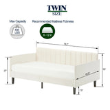 Elena - Boucle Upholstered Daybed, Ribbed Tufted Backrest - Furniture Home Direct