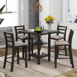 5 Piece Wooden Counter Height Dining Set With Padded Chairs, Storage Shelving - Furniture Home Direct