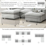 Modular Sectional With Storage Pockets, 5 Seat U Shaped Couch Set With Pillows, Free Combination Modern Cloud Sofa With 2 Movable Ottoman - Furniture Home Direct