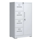 Metal Storage Vertical Filing Cabinet With Lock, 4 Drawers, 1 Door, Steel Construction, School / Office Use - Furniture Home Direct