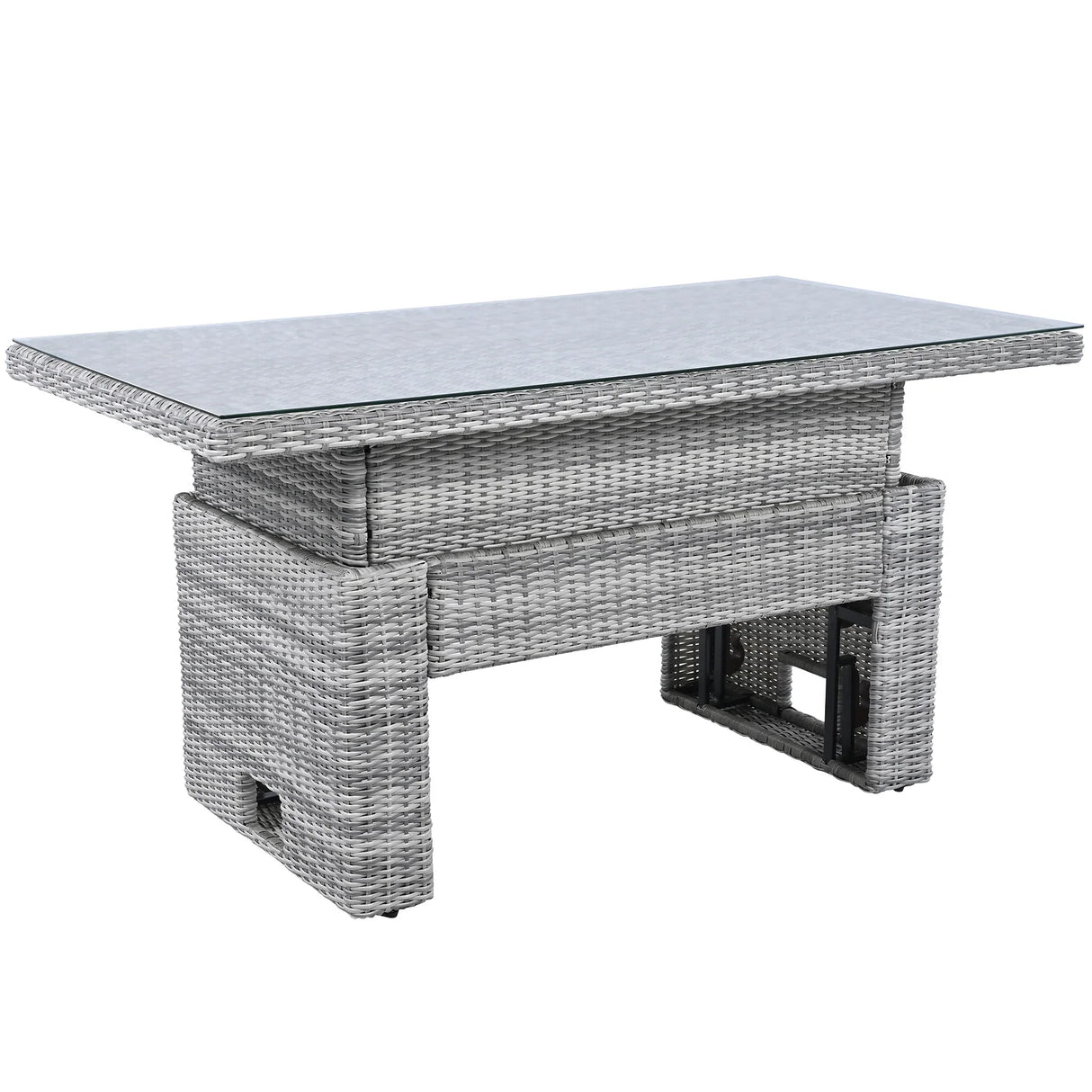 6 Piece Patio Set With An Adjustable Table, Recliners With Extendable Side Tables, And 2 Ottomans - Gray - Furniture Home Direct
