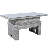 6 Piece Patio Set With An Adjustable Table, Recliners With Extendable Side Tables, And 2 Ottomans - Gray - Furniture Home Direct