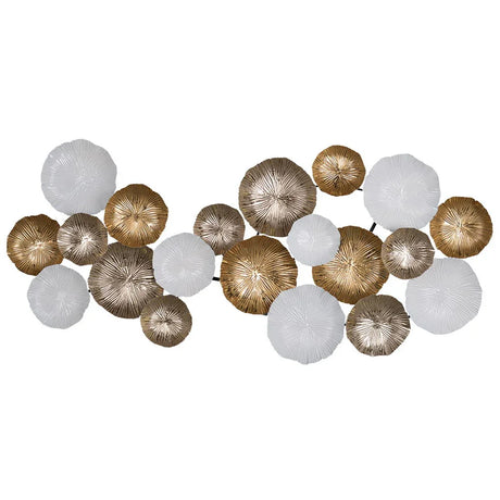 Metal Contemporary Wall Decor Accent, Large Hanging Sculpture For Bedroom Entryway Living Room - Golden / White - Furniture Home Direct