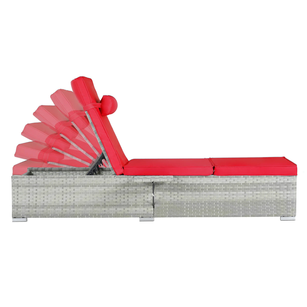 Chaise Lounge Outdoor Set Of 2 Cushioned Rattan Red - Furniture Home Direct