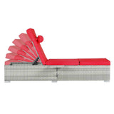 Chaise Lounge Outdoor Set Of 2 Cushioned Rattan Red - Furniture Home Direct