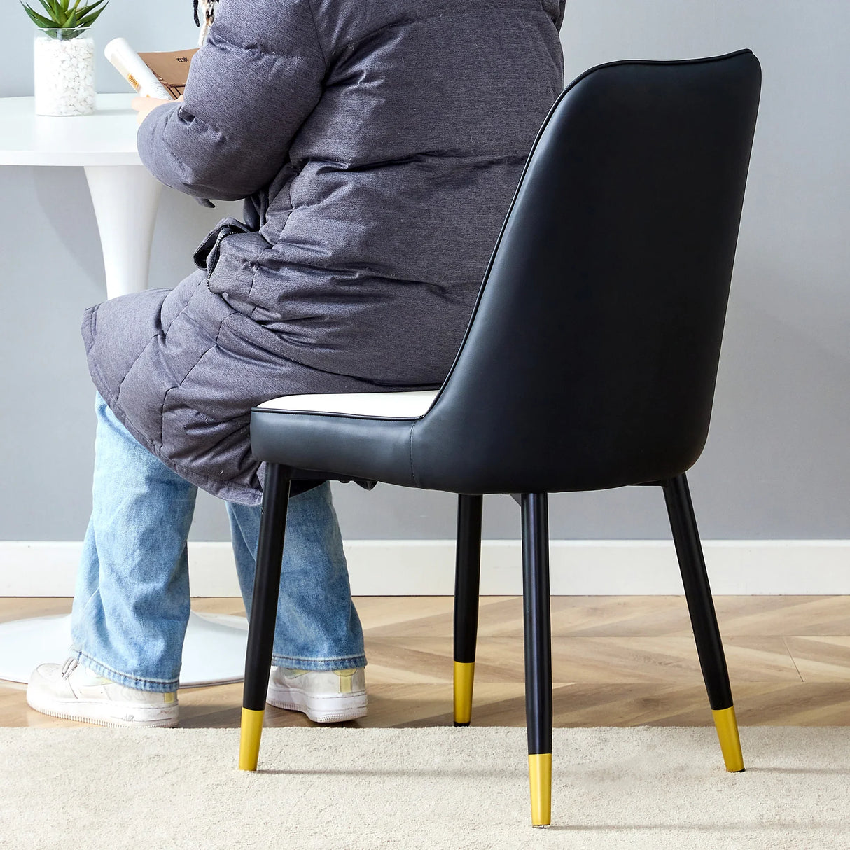 Dining Chairs Modern Two Tone Set of 4 White and Black - Furniture Home Direct