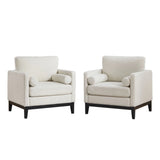 Wide Modern Farmhouse Performance Accent Chair With Legs, Wood Base - Furniture Home Direct