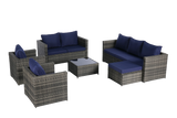 6 Piece Patio Wicker Set With Glass Table - Furniture Home Direct
