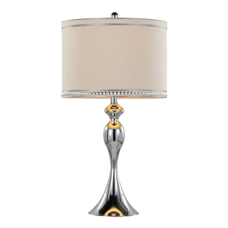 Ashland - Contemporary Table Lamp With Trim (Set of 2) - Polished Chrome / Cream - Furniture Home Direct