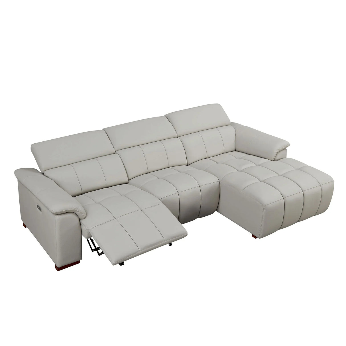 Power Reclining Sectional with USB Port - Light Gray - Furniture Home Direct