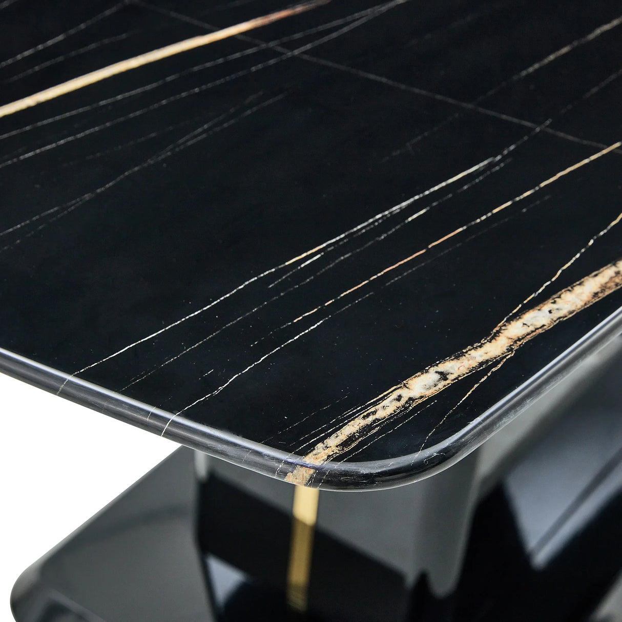 Dining Table With Imitation Marble Top, Modern Black - Furniture Home Direct