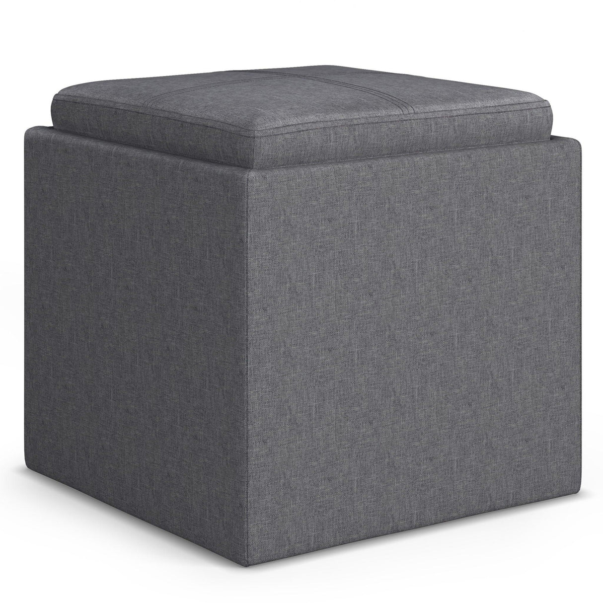Rockwood - Upholstered Cube Storage Ottoman With Tray - Furniture Home Direct