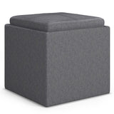Rockwood - Upholstered Cube Storage Ottoman With Tray - Furniture Home Direct
