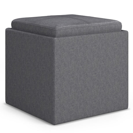 Rockwood - Upholstered Cube Storage Ottoman With Tray - Furniture Home Direct