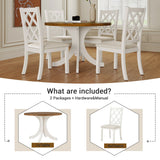 Dining Set Round Table With Upholstered Chairs Walnut Beige - Furniture Home Direct