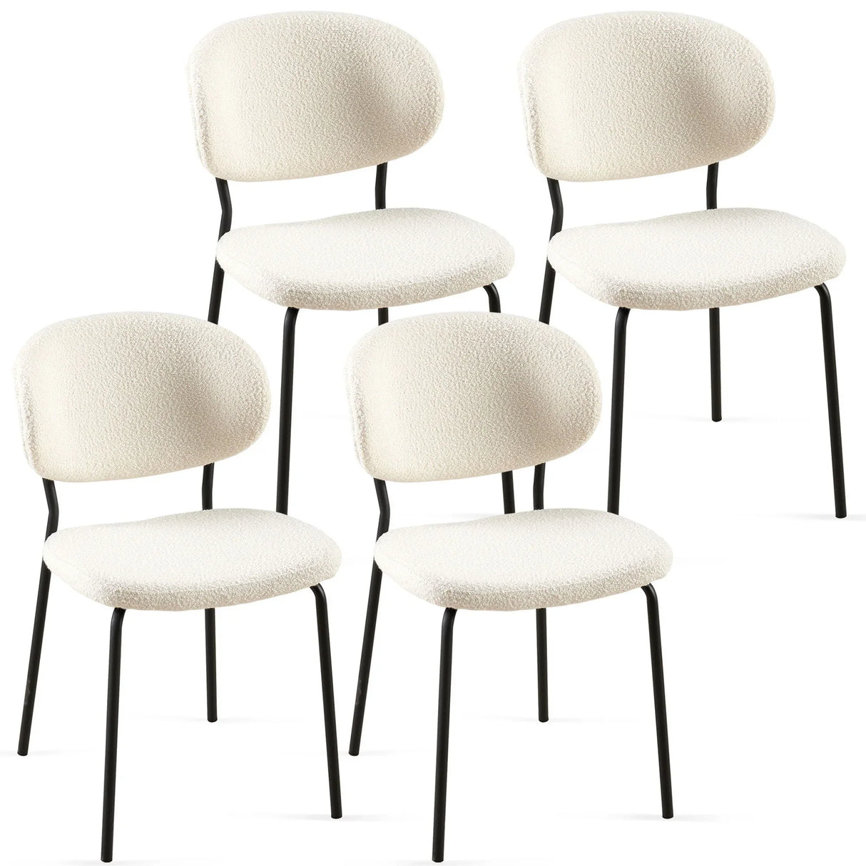 Boucle Dining Chairs, Dining Chairs With Metal Legs For Dining Room, Kitchen, Living Room - Furniture Home Direct