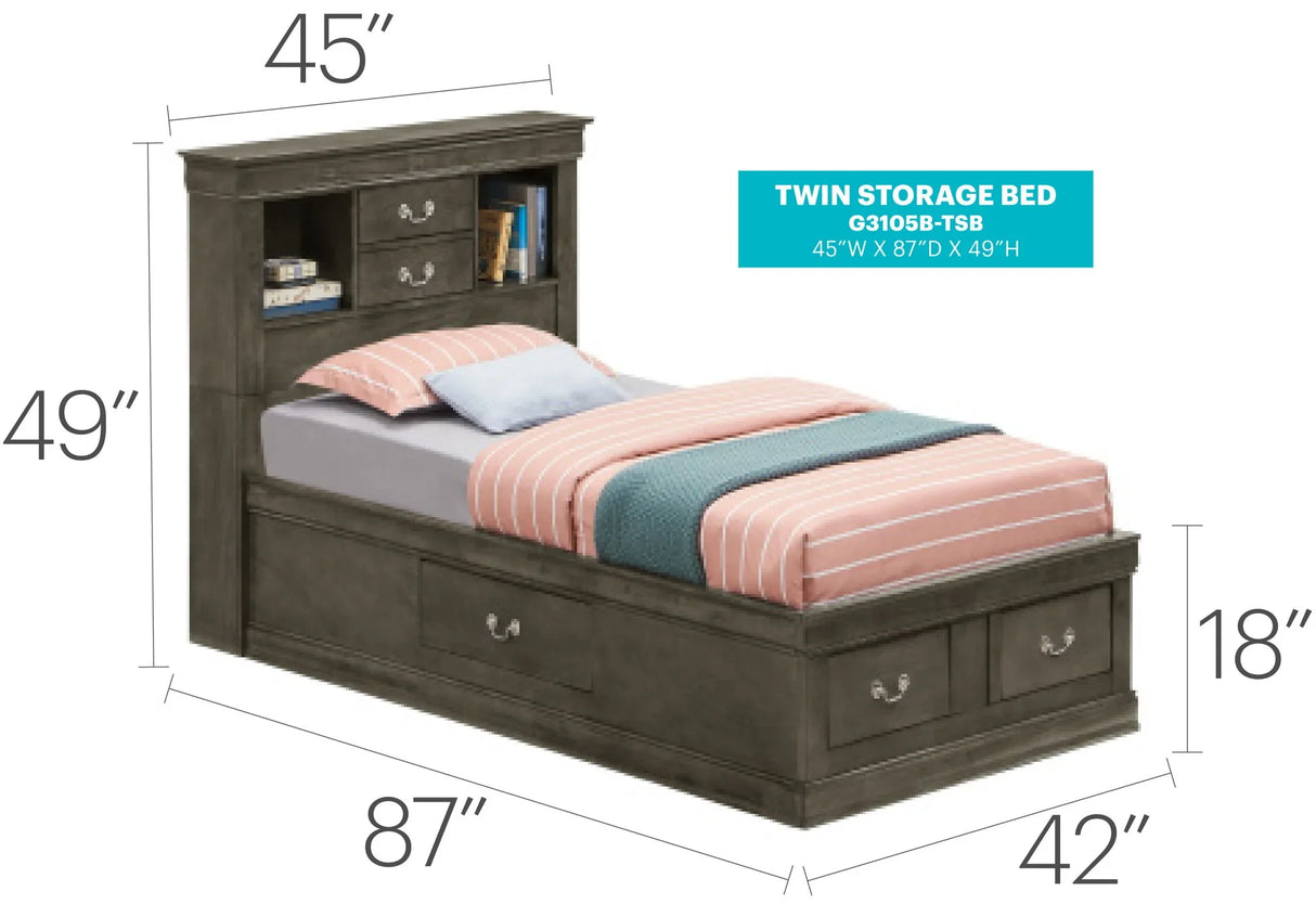 Louis Phillipe - Bookcase Storage Bed - Furniture Home Direct
