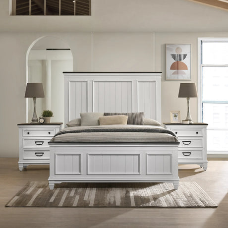 Queen Bed Set Wood Shiplap Panel Antique White Gray - Furniture Home Direct
