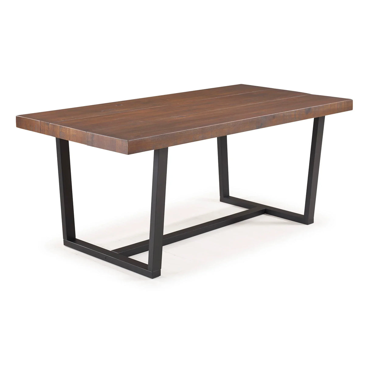 Modern Distressed Solid Wood And Metal Open Frame Dining Table - Furniture Home Direct